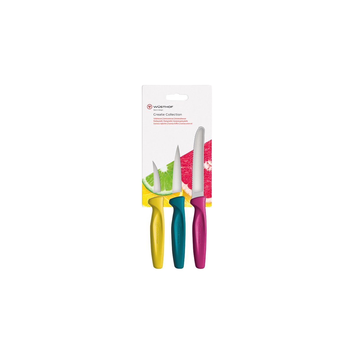 28499 Wusthof Create Paring Multi Coloured Handle 3pc Tomkin Australia Hospitality Supplies