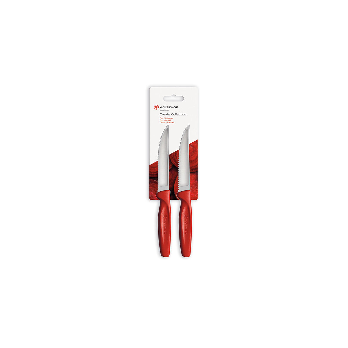 28525 Wusthof Create Pizza/Steak 2Pk Red 100m Hang Sell  Tomkin Australia Hospitality Supplies