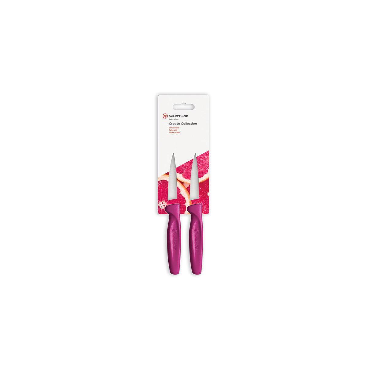 28533 Wusthof Create Paring Magenta 8cm 2Pk Hang Sell  Tomkin Australia Hospitality Supplies