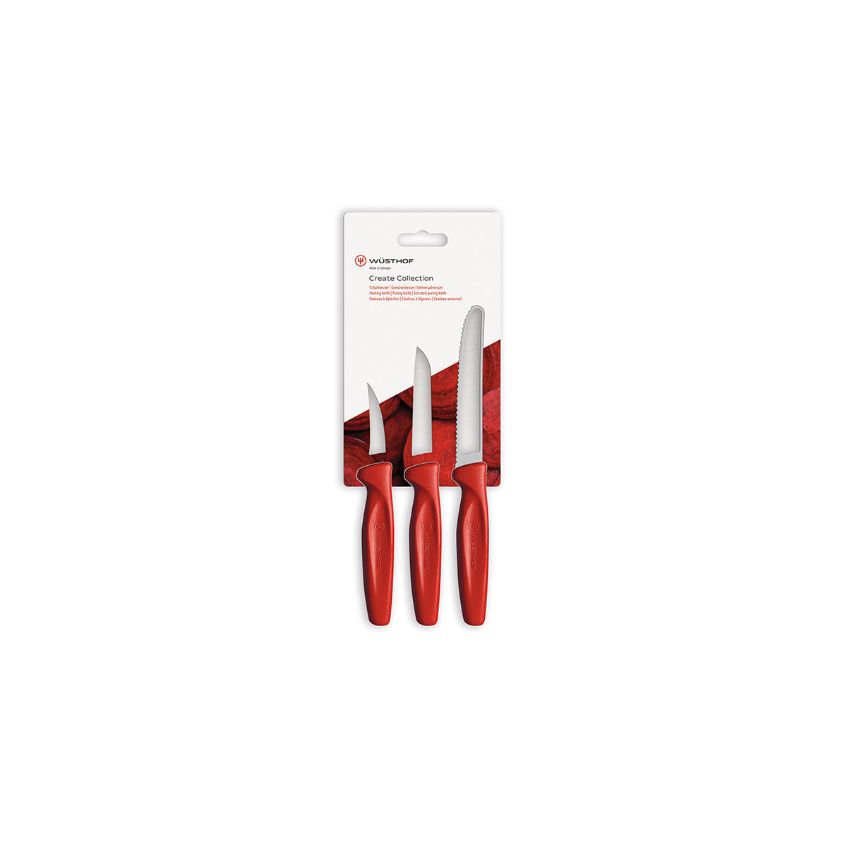28536 Wusthof Create Paring 3Pk Red Hang Sell  Tomkin Australia Hospitality Supplies