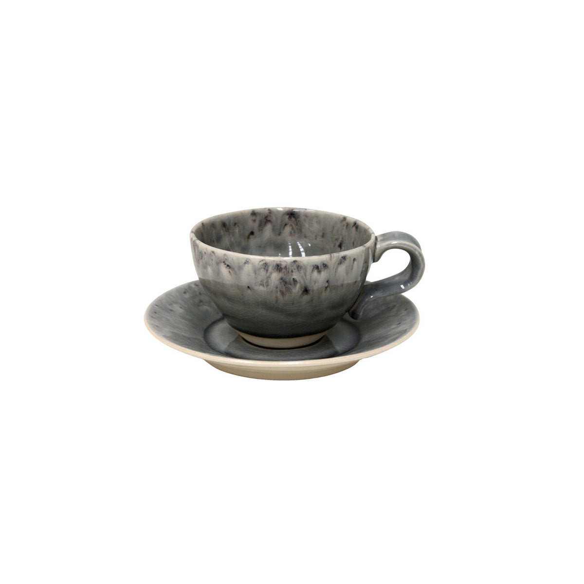 301069 Costa Nova Madeira Grey Tea Cup &amp; Saucer Set 250ml Tomkin Australia Hospitality Supplies