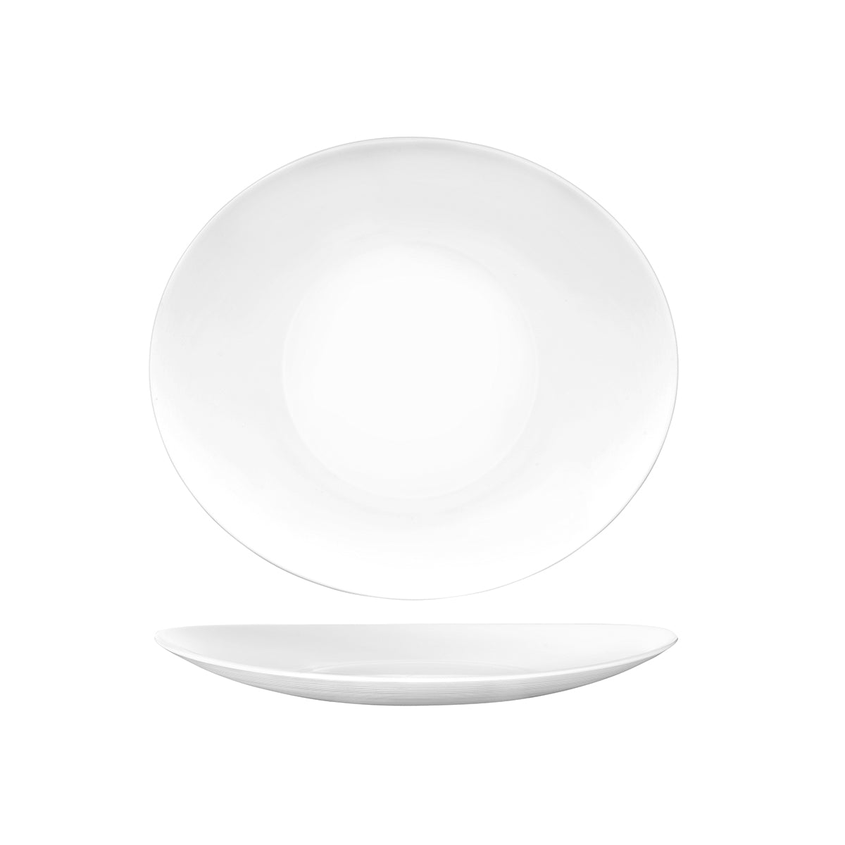 350-034 Bormioli Rocco Prometeo Oval Coupe Platter White 270x240mm Tomkin Australia Hospitality Supplies