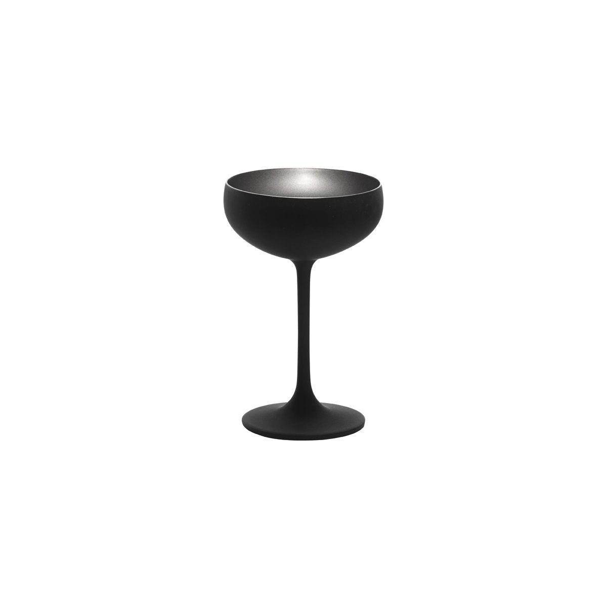 365-406 Stolzle Olympic Champagne Saucer Silver / Matt Black 230ml Tomkin Australia Hospitality Supplies