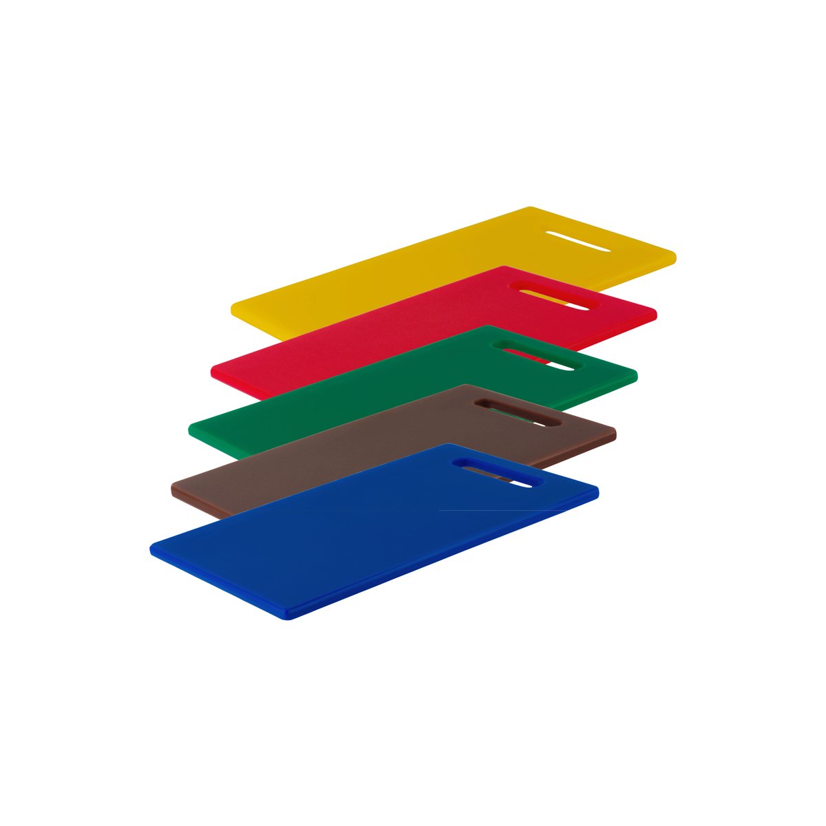 Cutting Board Polyethylene Coloured Set 5pc with Handle 380x230x12mm