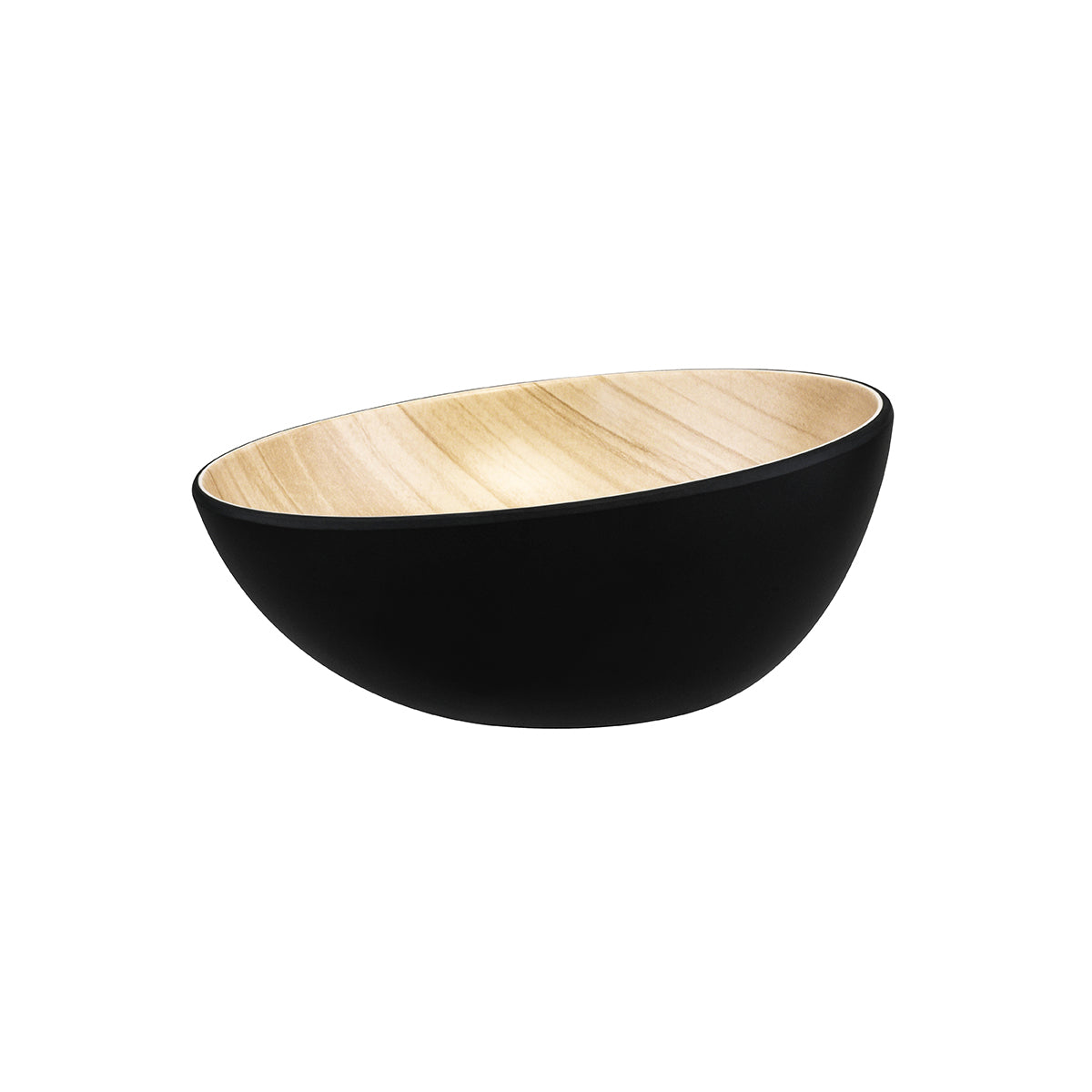 46516 Zicco Melamine Echo Black / Birch Round Bowl 285x138mm Tomkin Australia Hospitality Supplies