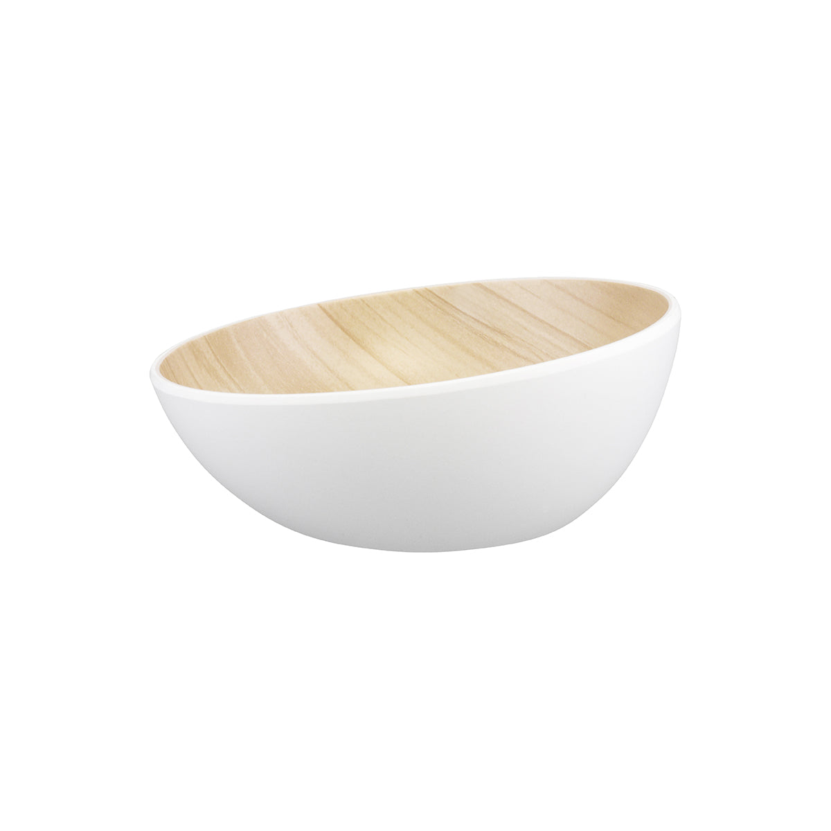 46517 Zicco Melamine Echo White / Birch Round Bowl 285x138mm Tomkin Australia Hospitality Supplies