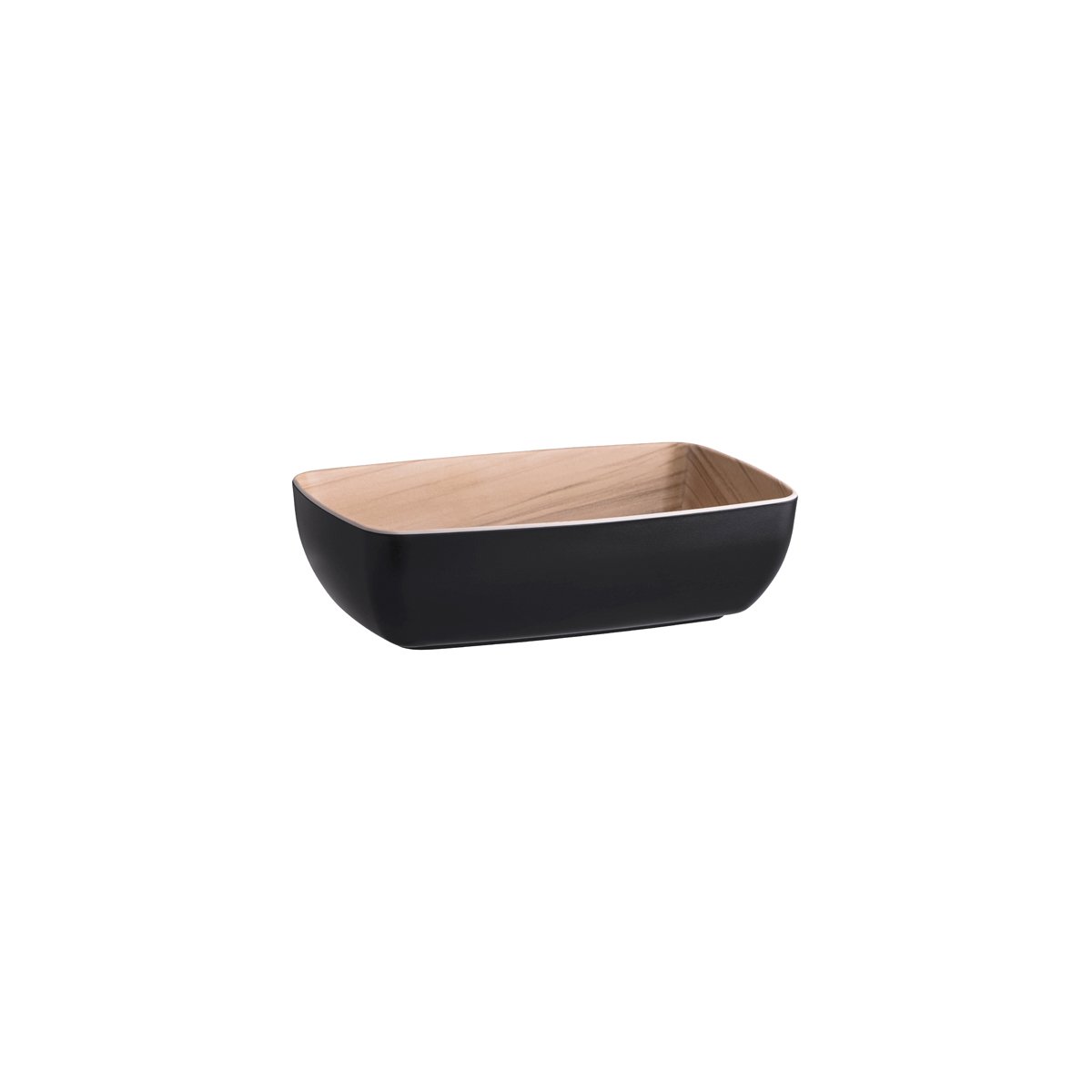 46552 Zicco Zicco Melamine Echo Black / Birch Bowl 265x162x75mm Tomkin Australia Hospitality Supplies