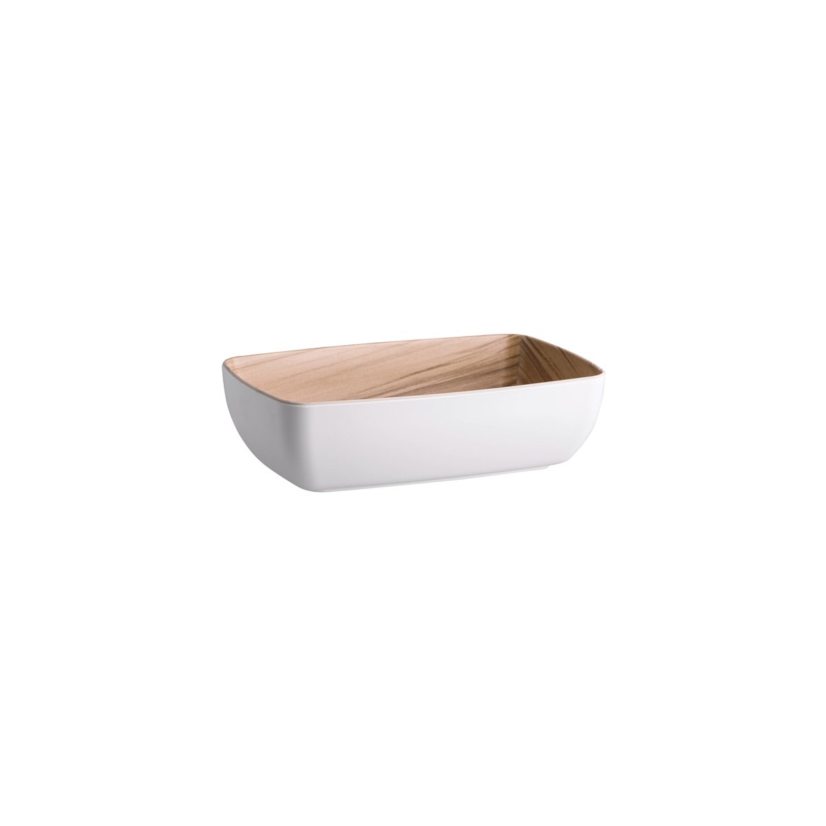 46553 Zicco Zicco Melamine Echo White / Birch Bowl 265x162x75mm Tomkin Australia Hospitality Supplies
