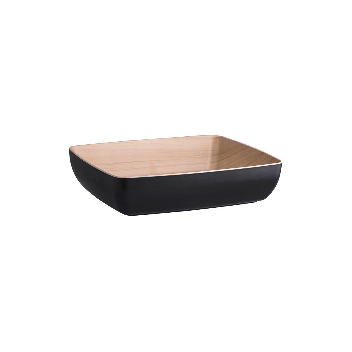 46556 Zicco Zicco Melamine Echo Black / Birch Bowl 325x265x75mm Tomkin Australia Hospitality Supplies