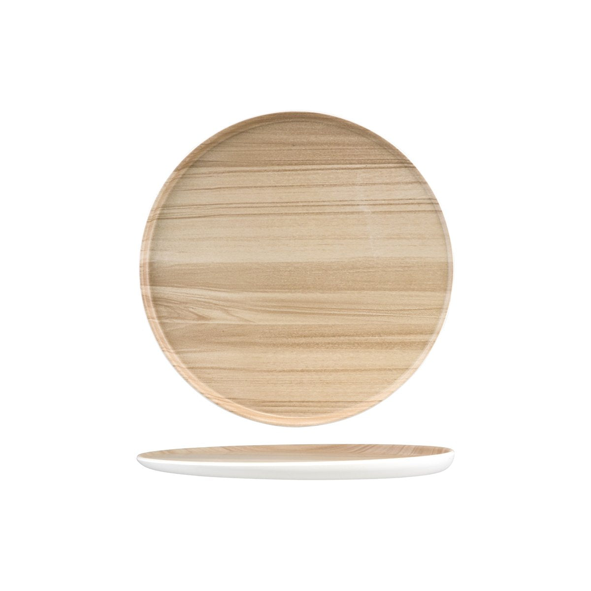 46563 Zicco Zicco Melamine Echo White / Birch Round Platter 329x26mm Tomkin Australia Hospitality Supplies