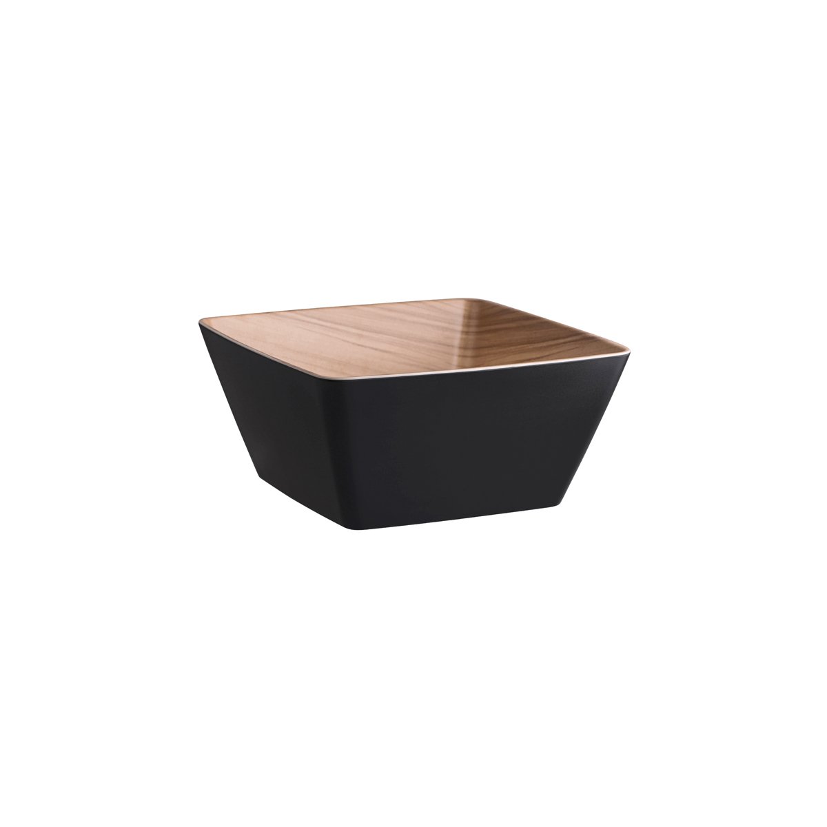 46564 Zicco Zicco Melamine Echo Black / Birch Square Bowl 250x250x120mm Tomkin Australia Hospitality Supplies