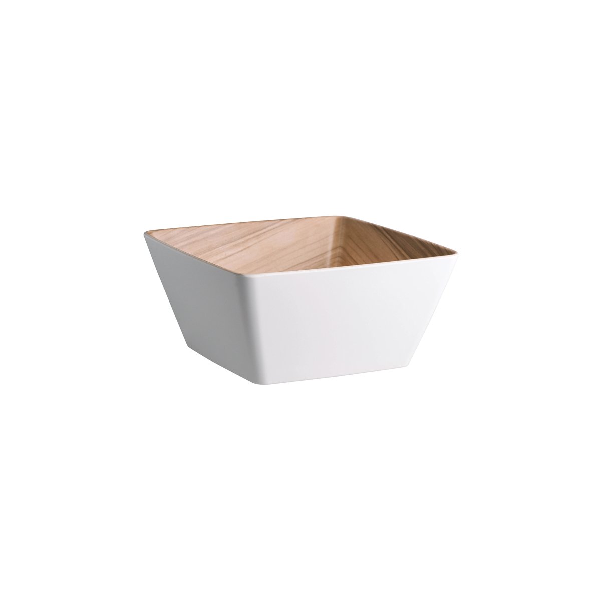 46565 Zicco Zicco Melamine Echo White / Birch Square Bowl 250x250x120mm Tomkin Australia Hospitality Supplies