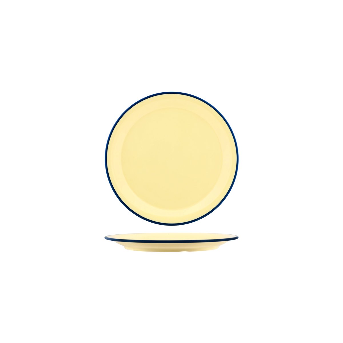 49920 JAB JAB Vintage Yellow / Blue Rim Round Plate 190mm Tomkin Australia Hospitality Supplies
