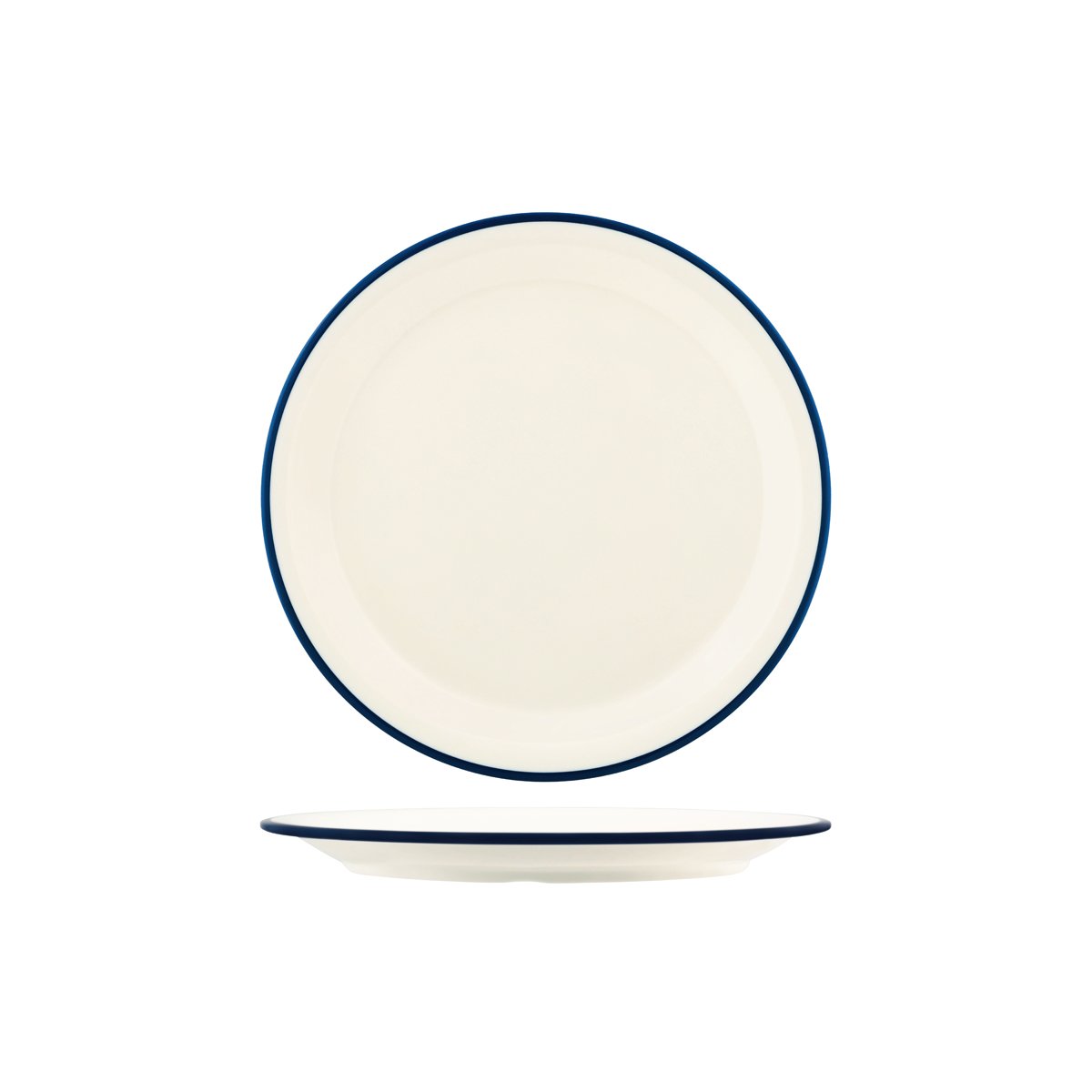 49931 JAB JAB Vintage Cream / Blue Rim Round Plate 265mm Tomkin Australia Hospitality Supplies