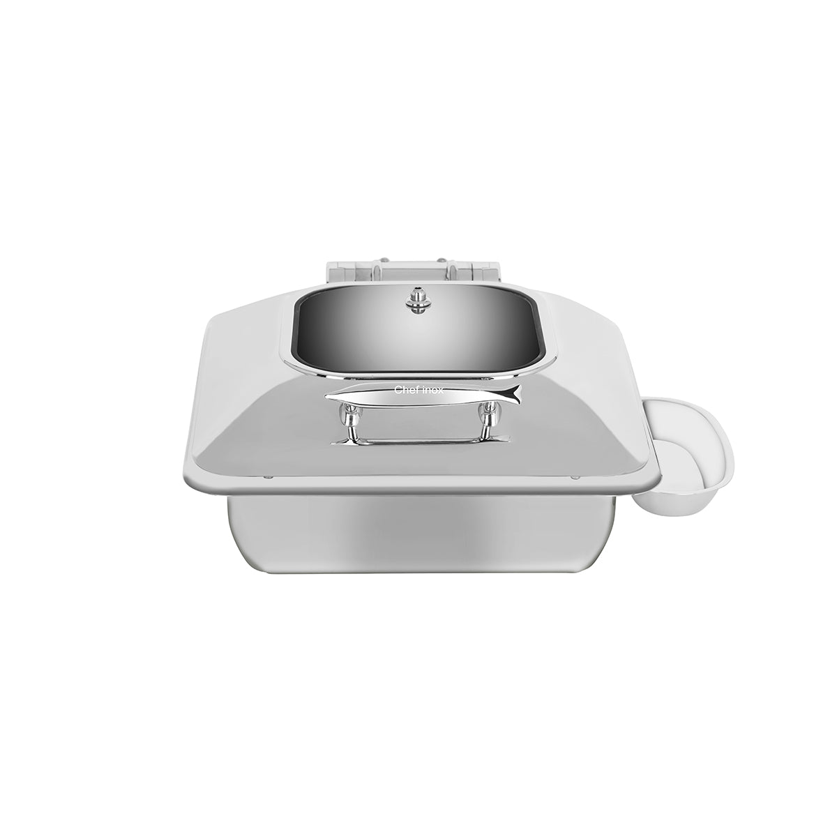 54913 Chef Inox Delux Chafer Rectangular 18/8 Stainless Steel 2/3 Size with Glass Lid Tomkin Australia Hospitality Supplies
