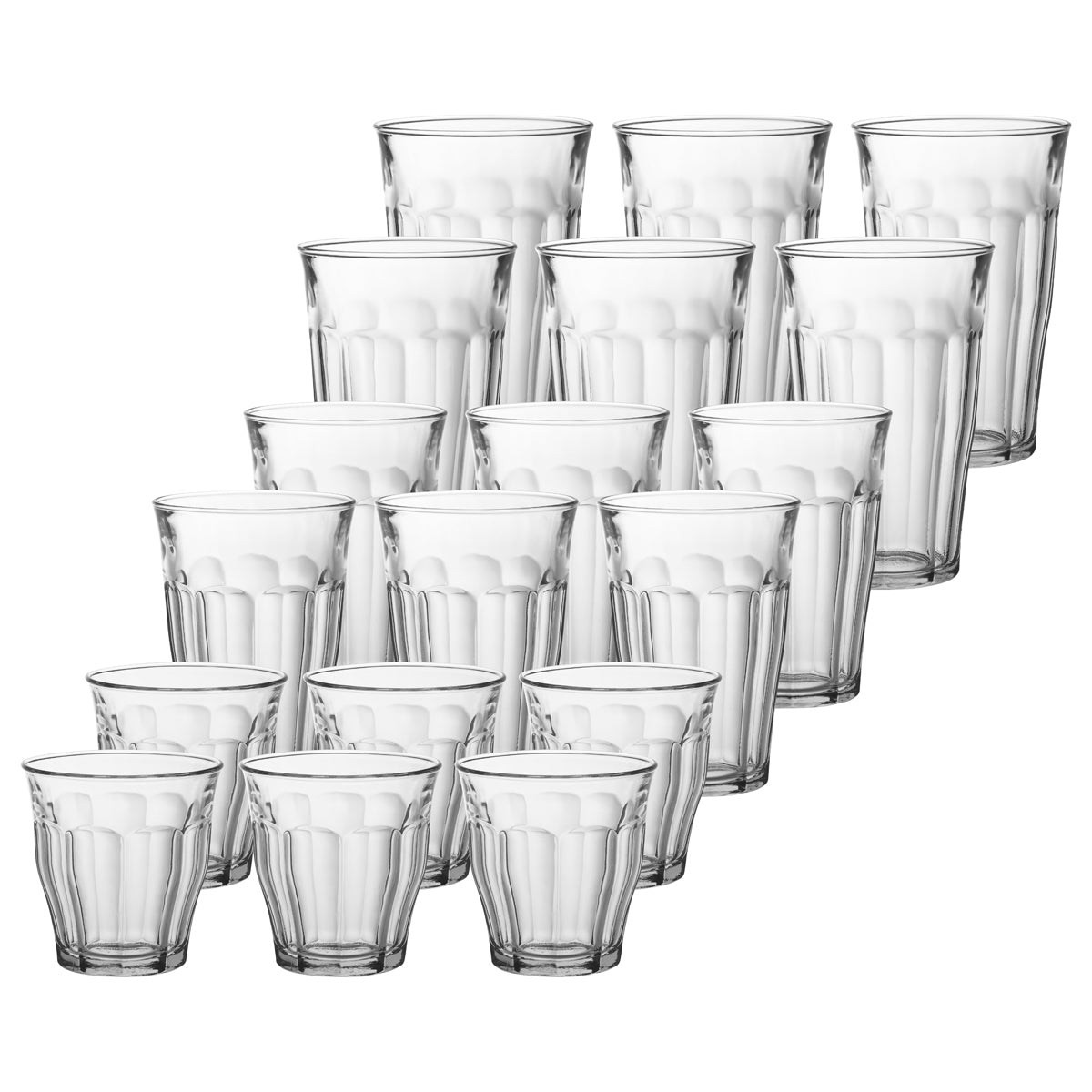 550-005 Duralex Picardie Tumbler Clear Set (18/Pack) Tomkin Australia Hospitality Supplies