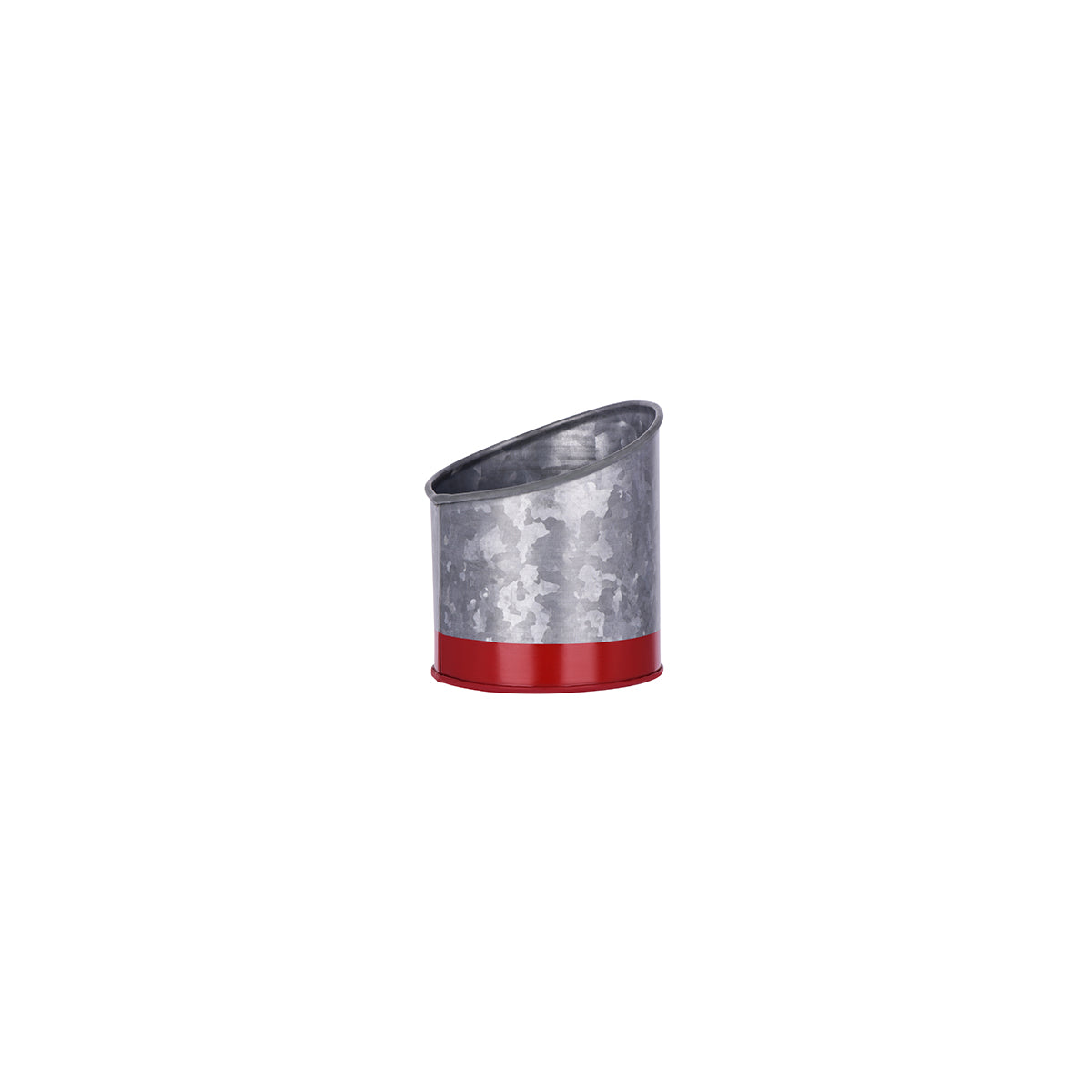 78620 Chef Inox Coney Island Slant Pot Galvanised with Red Base 105x115mm Tomkin Australia Hospitality Supplies