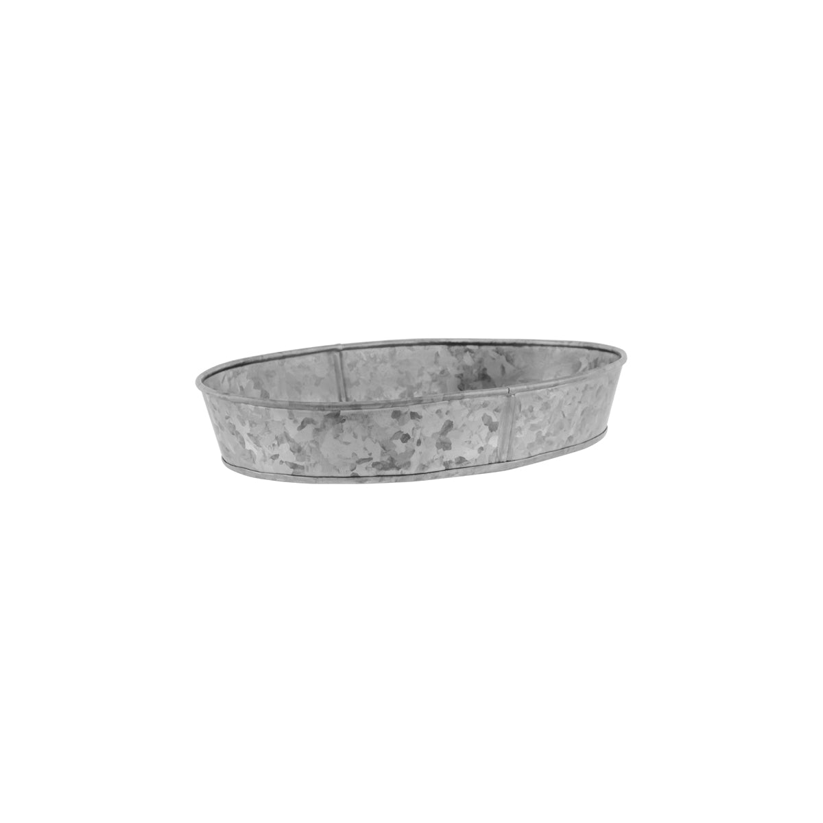 78650 Chef Inox Coney Island Oval Tray Galvanised Plain 240x150x45mm Tomkin Australia Hospitality Supplies