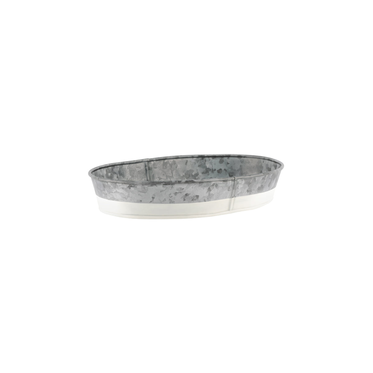 Coney Island Oval Galvanised Tray with White Base 240x150x45mm