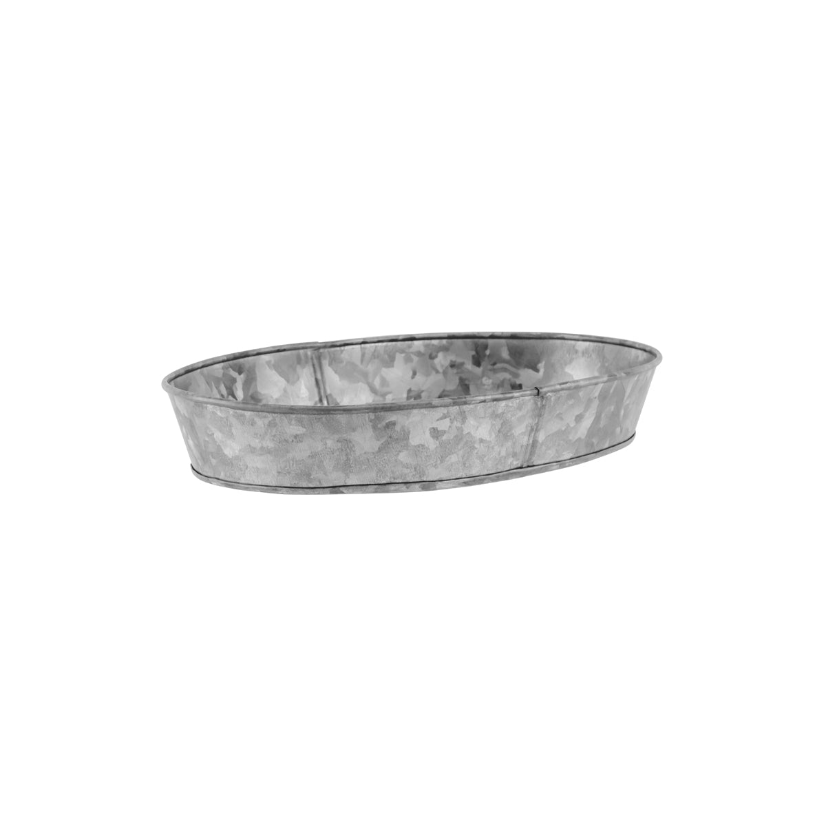 78660 Chef Inox Coney Island Oval Tray Galvanised Plain 275x185x45mm Tomkin Australia Hospitality Supplies