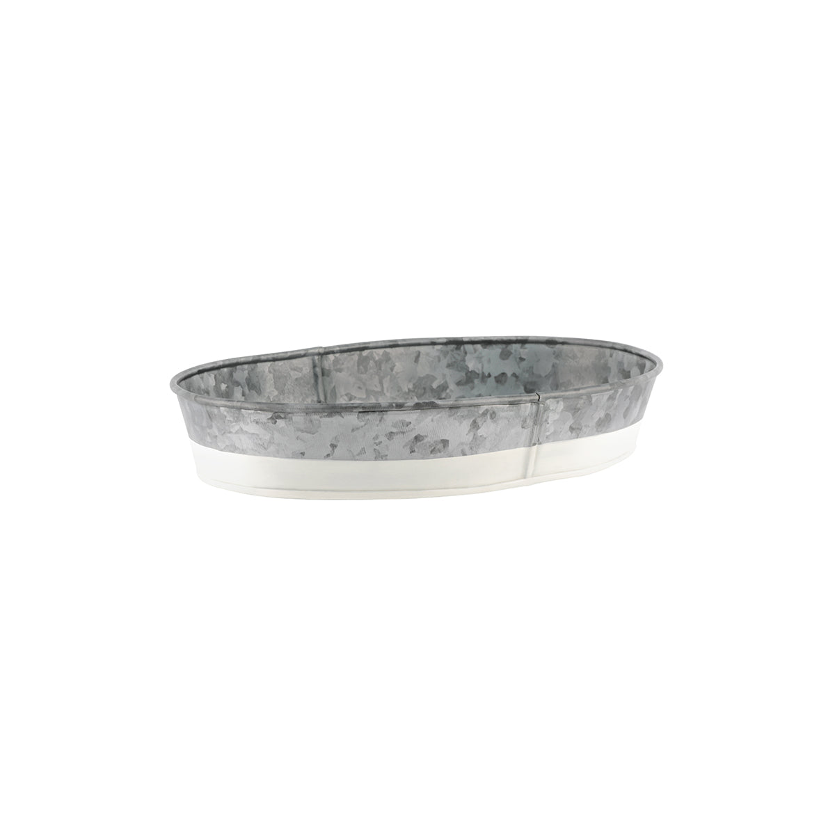 Coney Island Oval Galvanised Tray with White Base 275x185x45mm