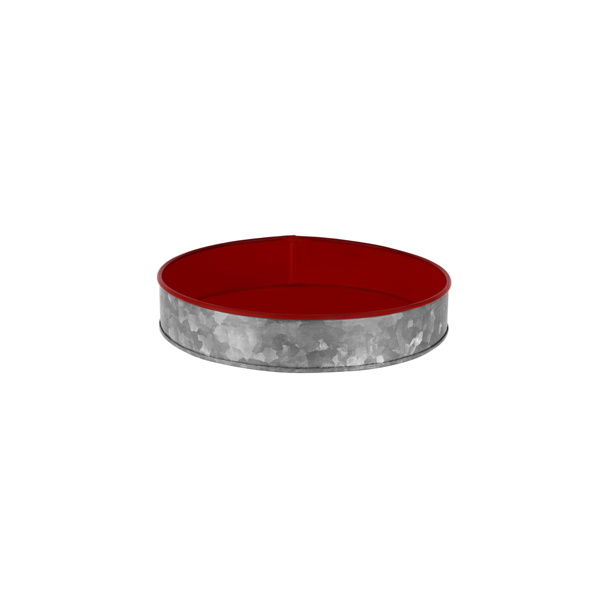 Coney Island Round Galvanised Tray with Red Internal 240x45mm