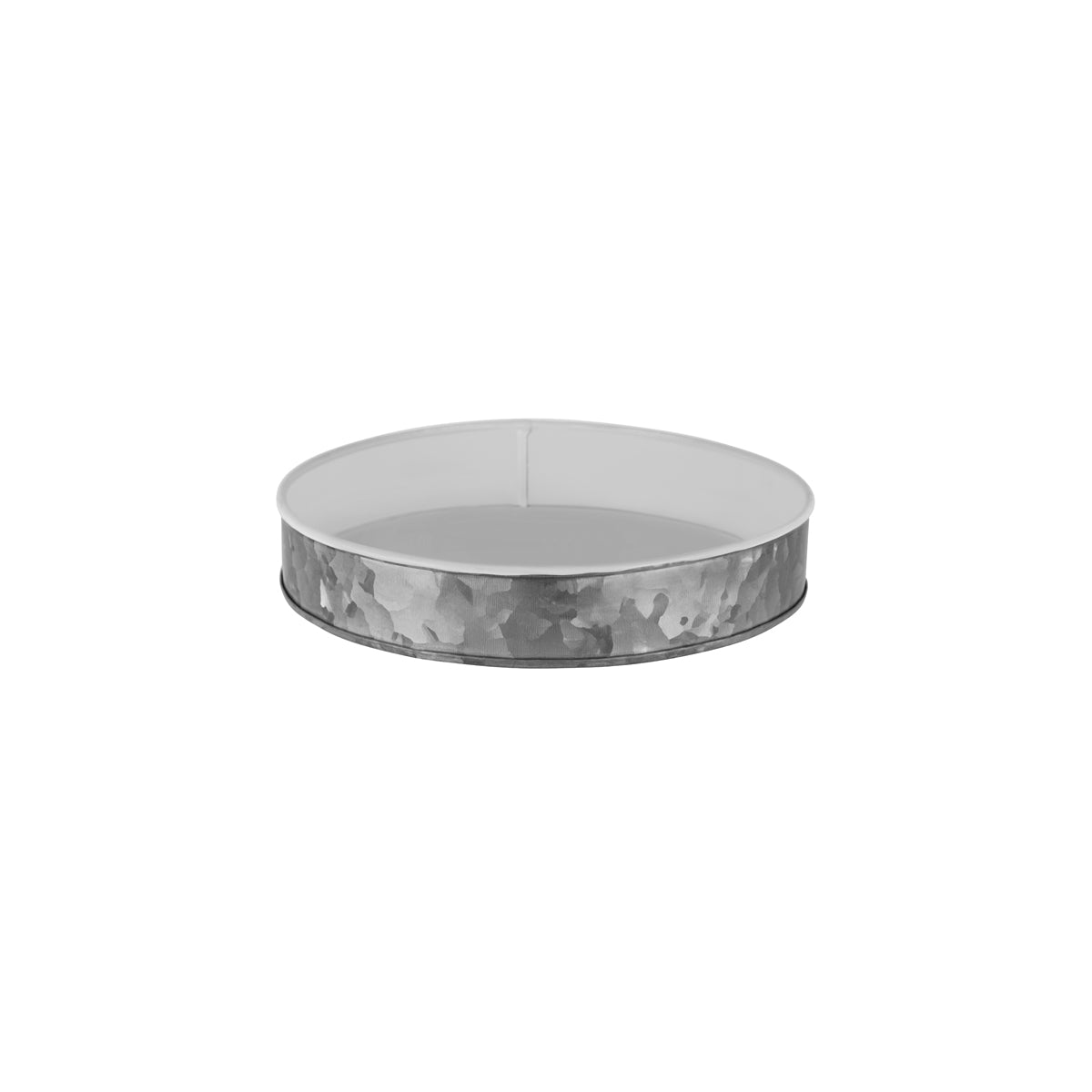 Coney Island Round Galvanised Tray with White Internal 240x45mm