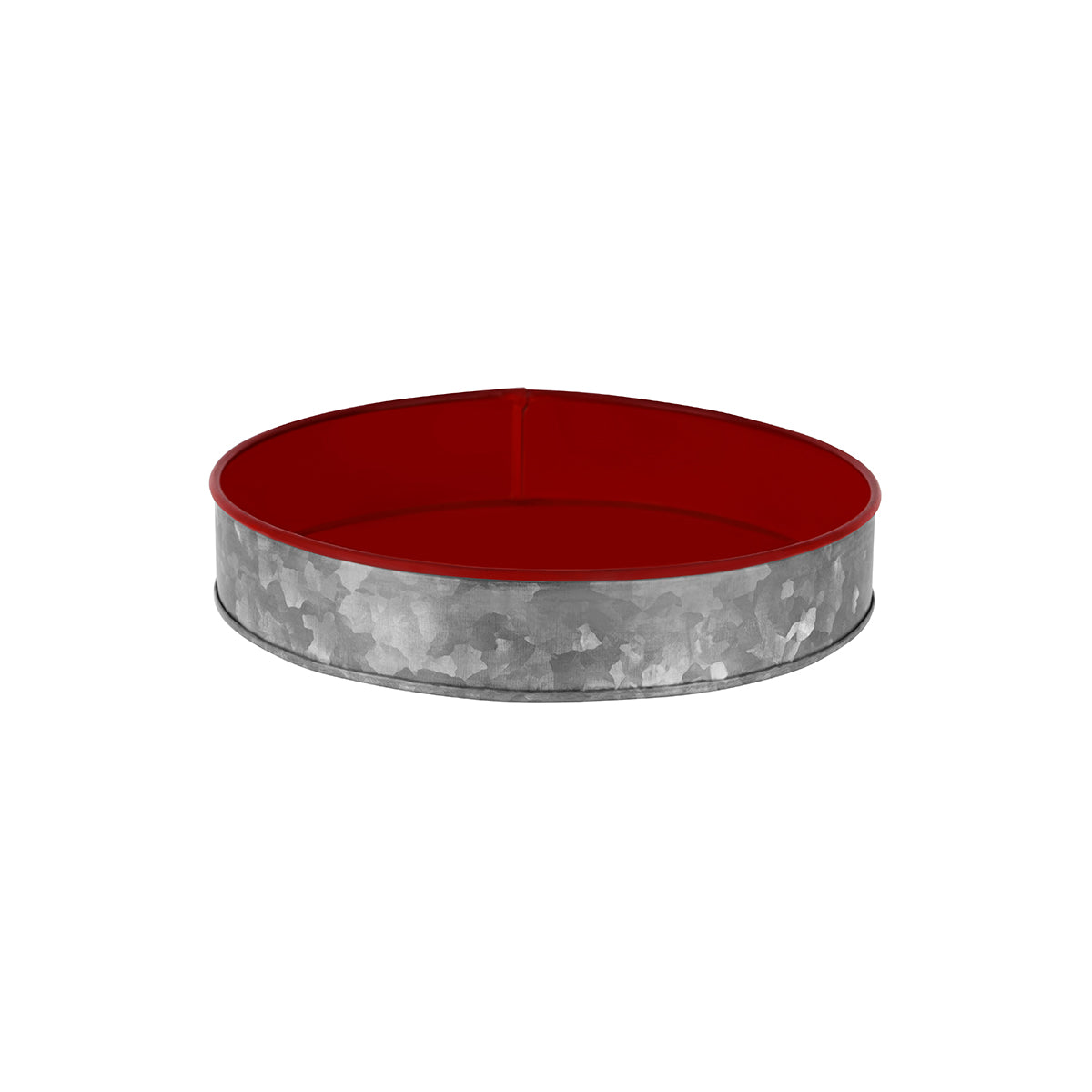 Coney Island Round Galvanised Tray with Red Internal 330x45mm