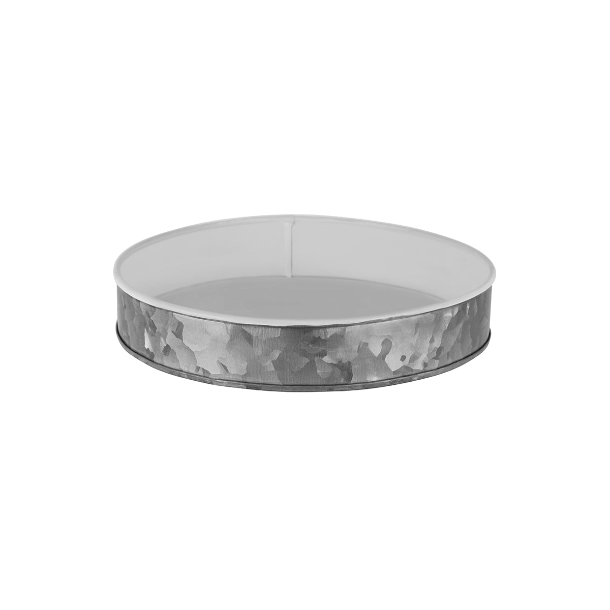 78684 Chef Inox Coney Island Round Tray Galvanised with White Internal 330x45mm Tomkin Australia Hospitality Supplies