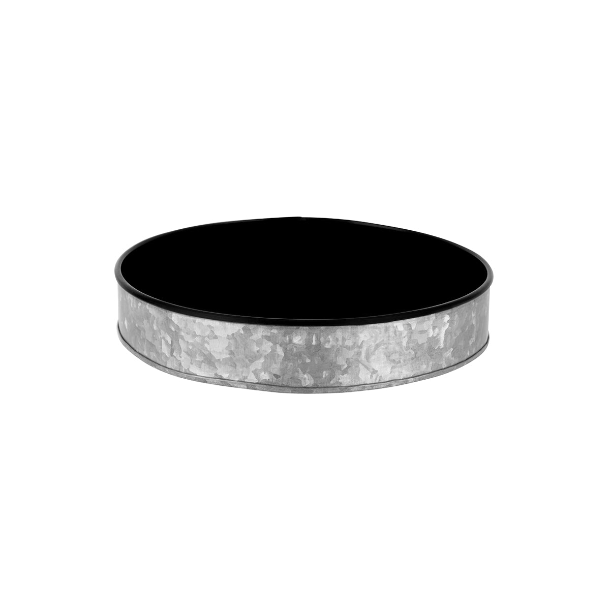 Coney Island Round Galvanised Tray with Black Internal 330x45mm