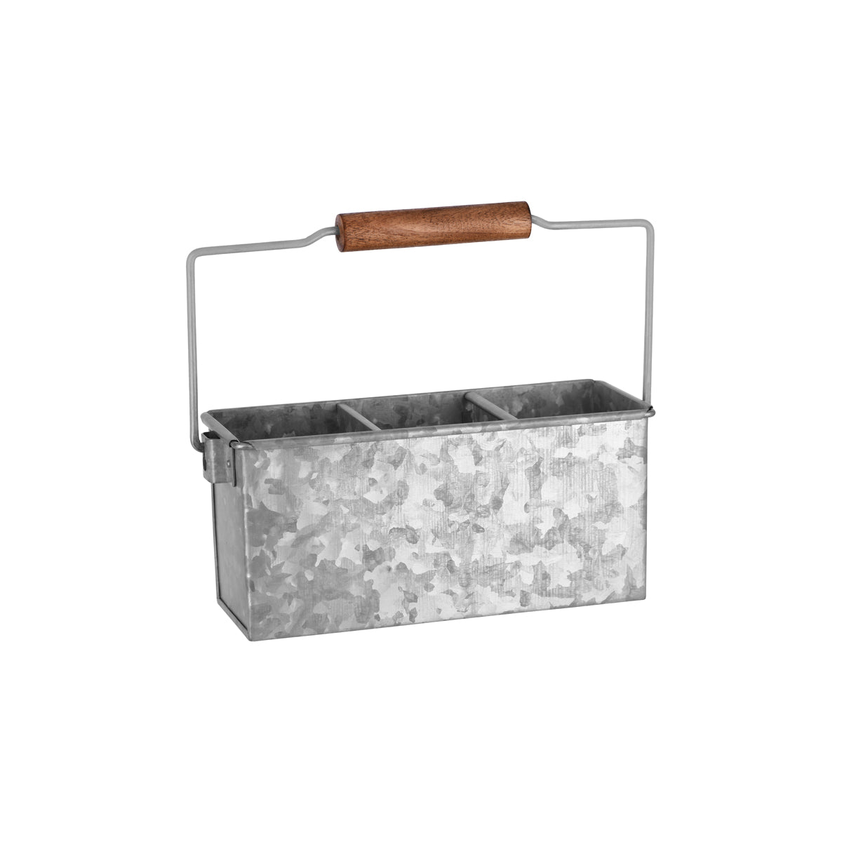 78695 Chef Inox Coney Island 3-Compartment Caddy with Handle Galvanised 250x90x115mm Tomkin Australia Hospitality Supplies