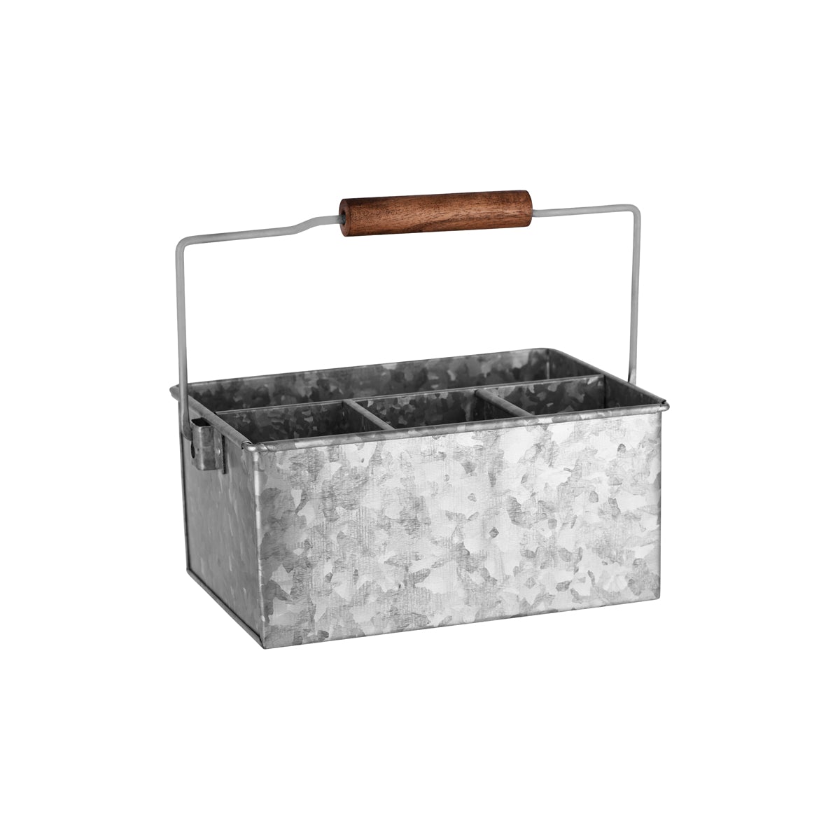 Coney Island 4-Compartment Caddy with Handle Galvanised 250x180x115mm