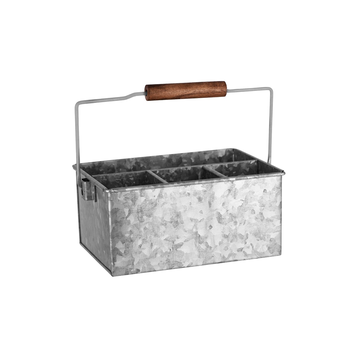 78696 Chef Inox Coney Island 4-Compartment Caddy with Handle Galvanised 250x180x115mm Tomkin Australia Hospitality Supplies