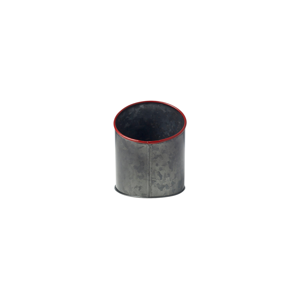 Coney Island Slant Black Galvanised Pot with Red Rim 120x140mm