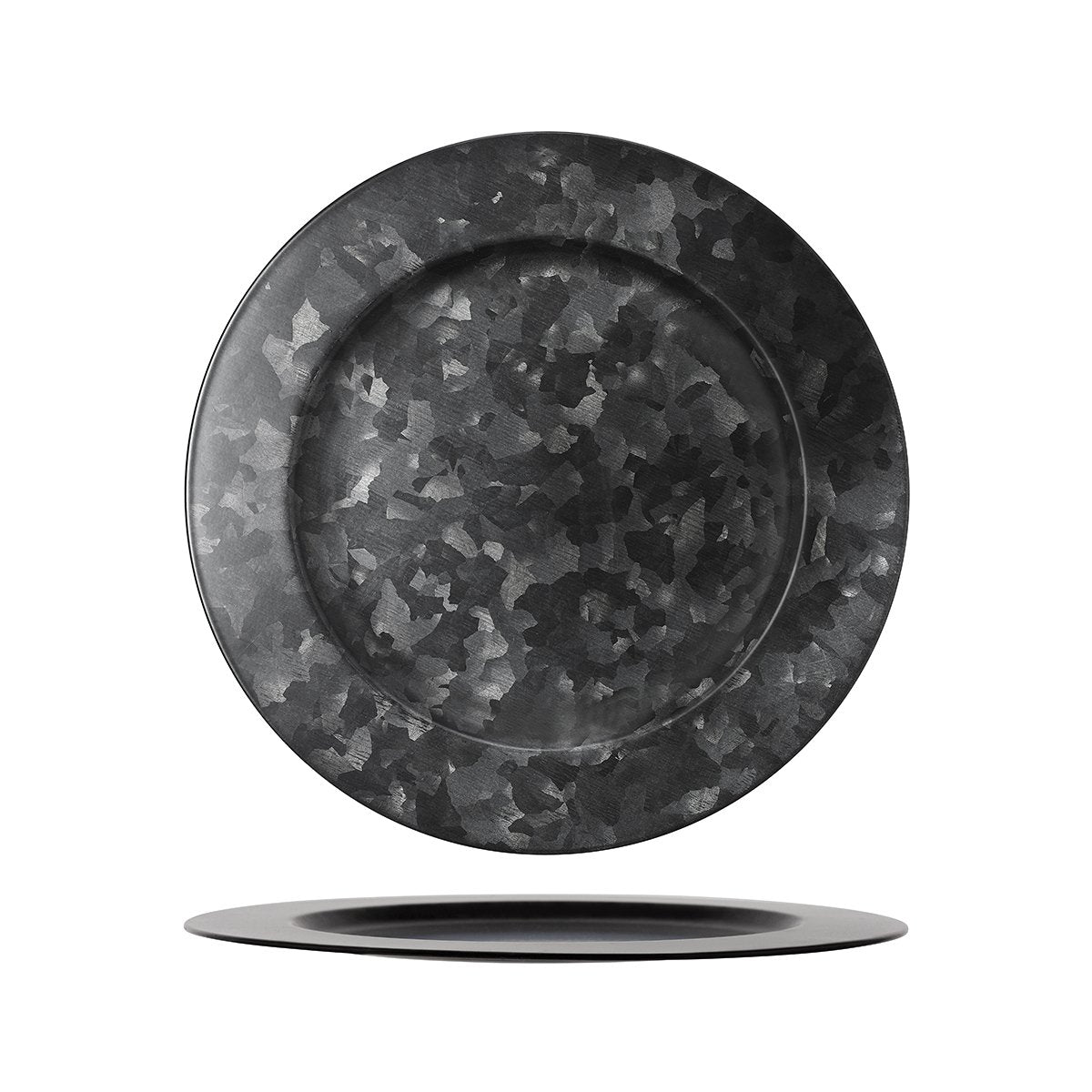 78762 Chef Inox Coney Island Round Plate Wide Rim Black Galvanised Plain Rim 280mm Tomkin Australia Hospitality Supplies