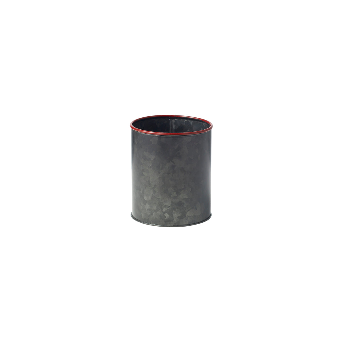 78777 Chef Inox Coney Island Pot Black Galvanised with Red Rim 120x140mm Tomkin Australia Hospitality Supplies