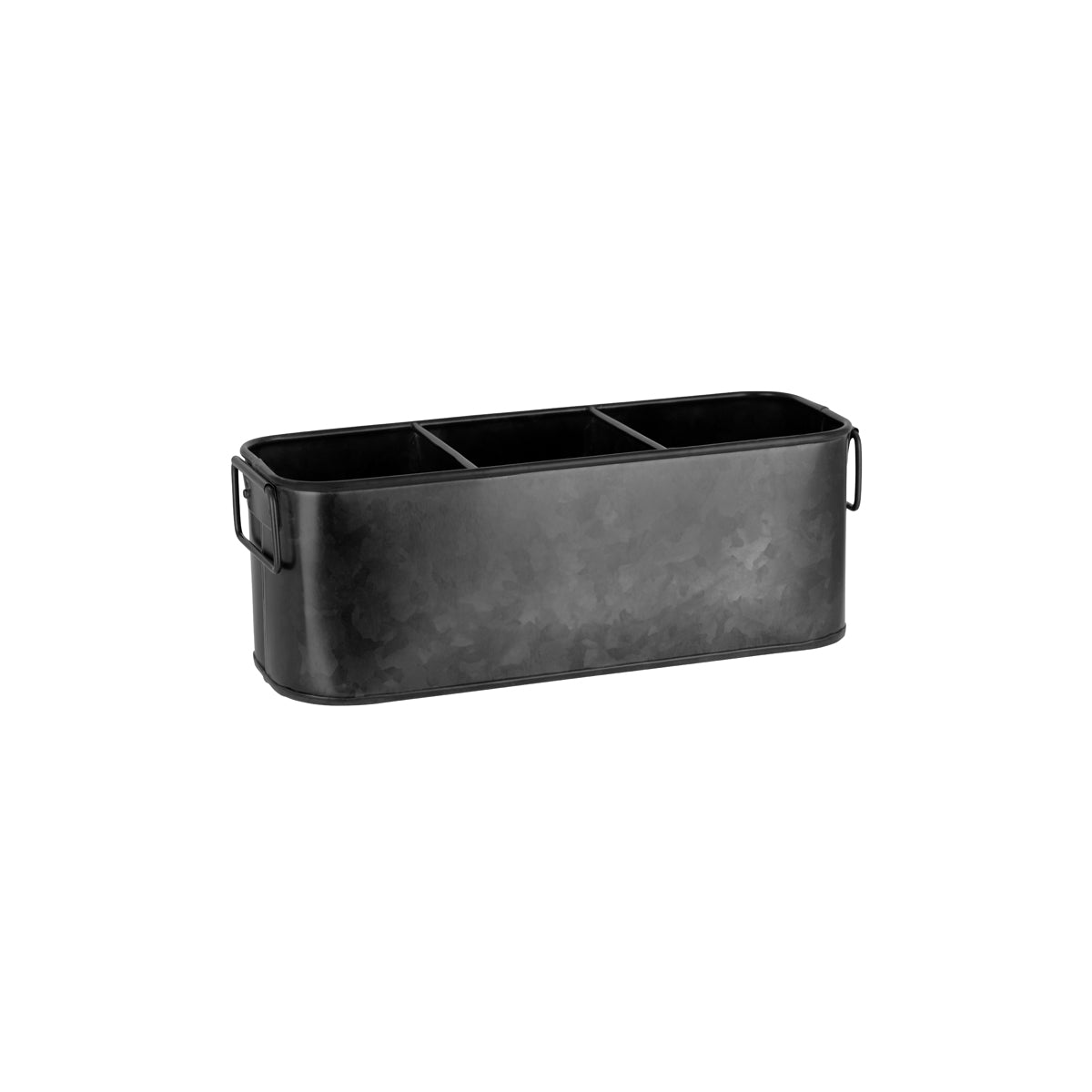78780 Chef Inox Coney Island 3-Compartment Caddy Black Galvanised 270x100x100mm Tomkin Australia Hospitality Supplies