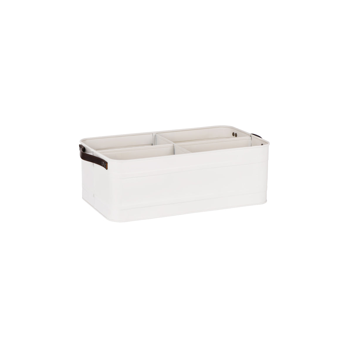 78808 Chef Inox Coney Island Creme Powder Coated 4 Compartment Caddy with Leather Handle 370x215mm Tomkin Australia Hospitality Supplies