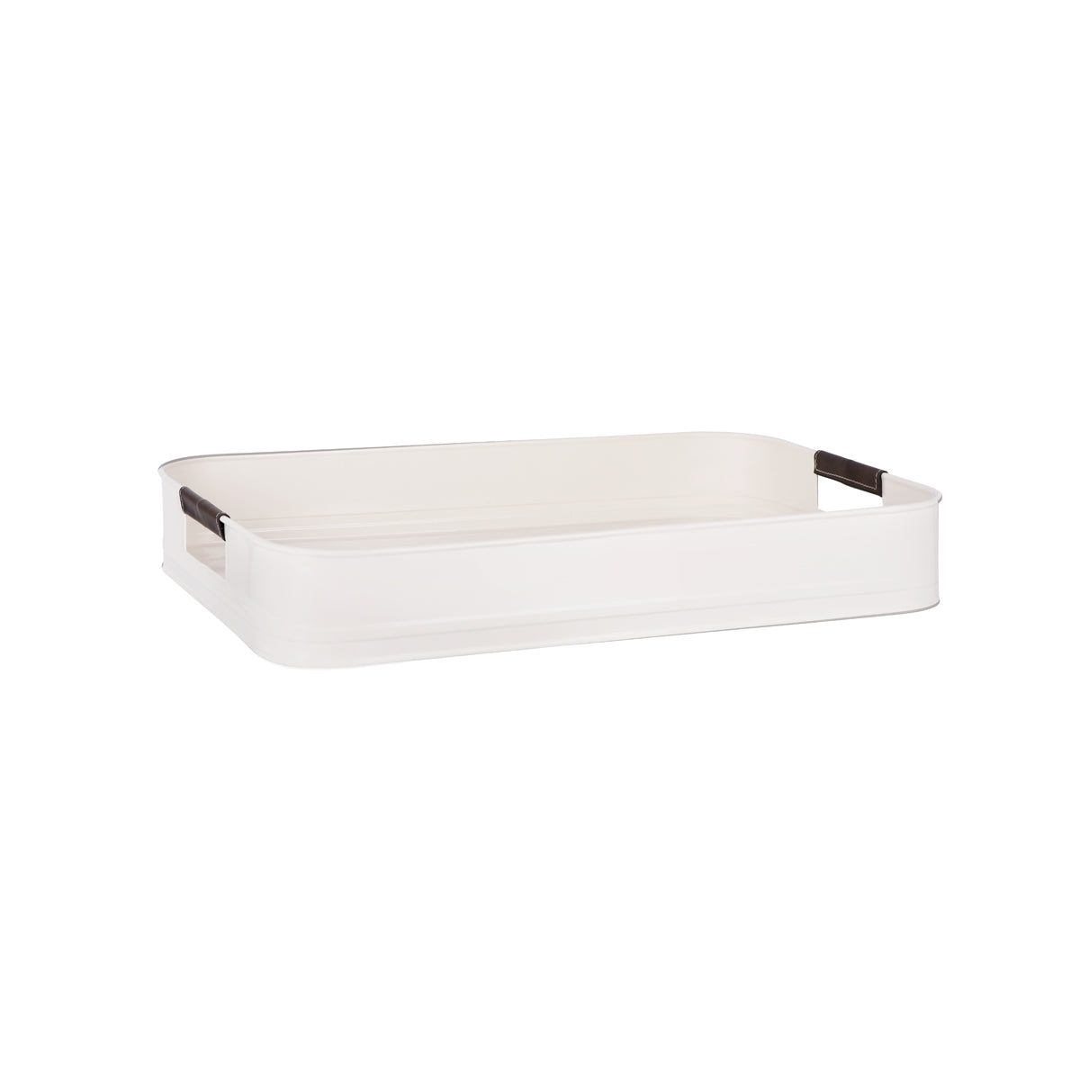 78834 Chef Inox Coney Island Creme Powder Coated Rectangular Tray with Leather Handle 470x335x70mm Tomkin Australia Hospitality Supplies