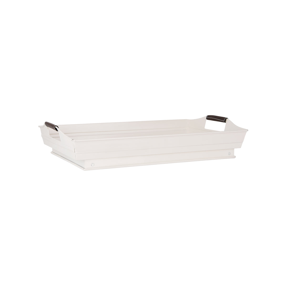 78836 Chef Inox Coney Island Creme Powder Coated Rectangular Tray with Leather Handle 480x310mm Tomkin Australia Hospitality Supplies