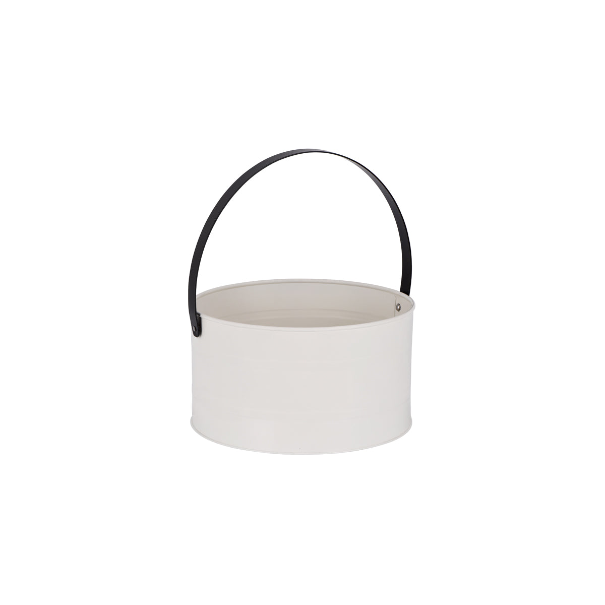 78840 Chef Inox Coney Island Creme Powder Coated Round Pail with Leather Handle 285x150mm Tomkin Australia Hospitality Supplies