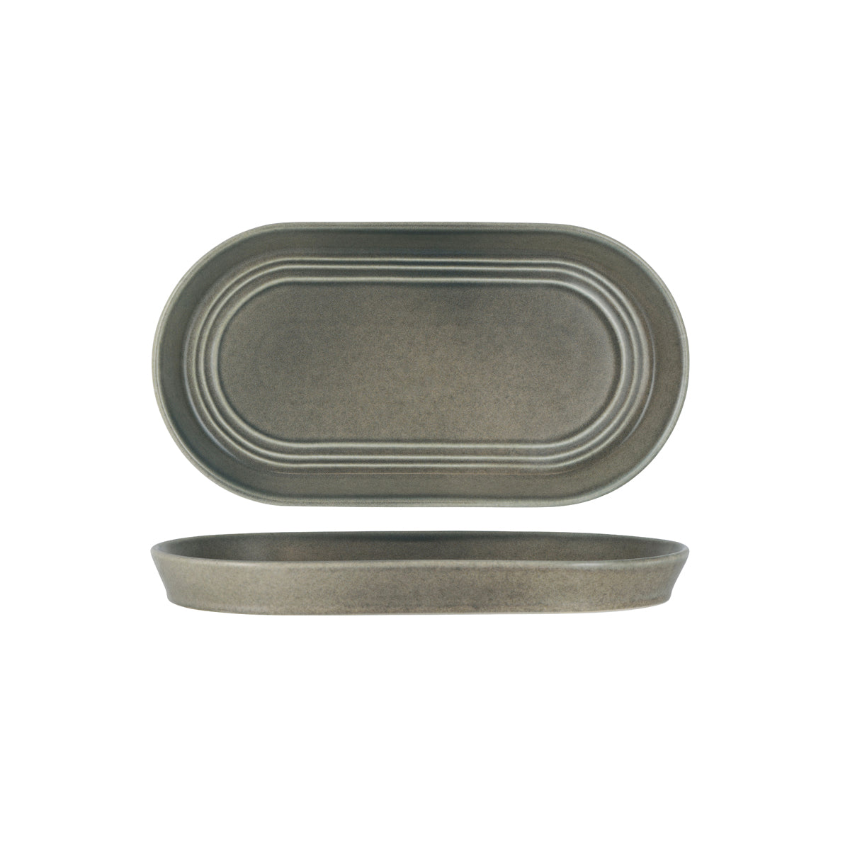 906323 Tablekraft Urban Loft Frost Grey Oval Serve Platter 310x165mm Tomkin Australia Hospitality Supplies
