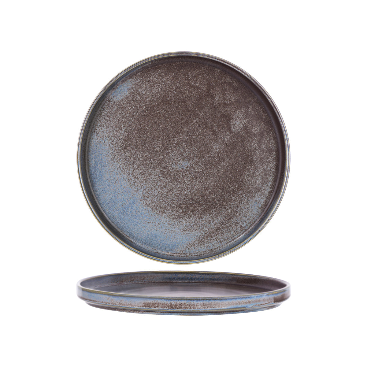 907813 Tablekraft Urban Greystone Blue Round Stackable Plate 265x25mm Tomkin Australia Hospitality Supplies
