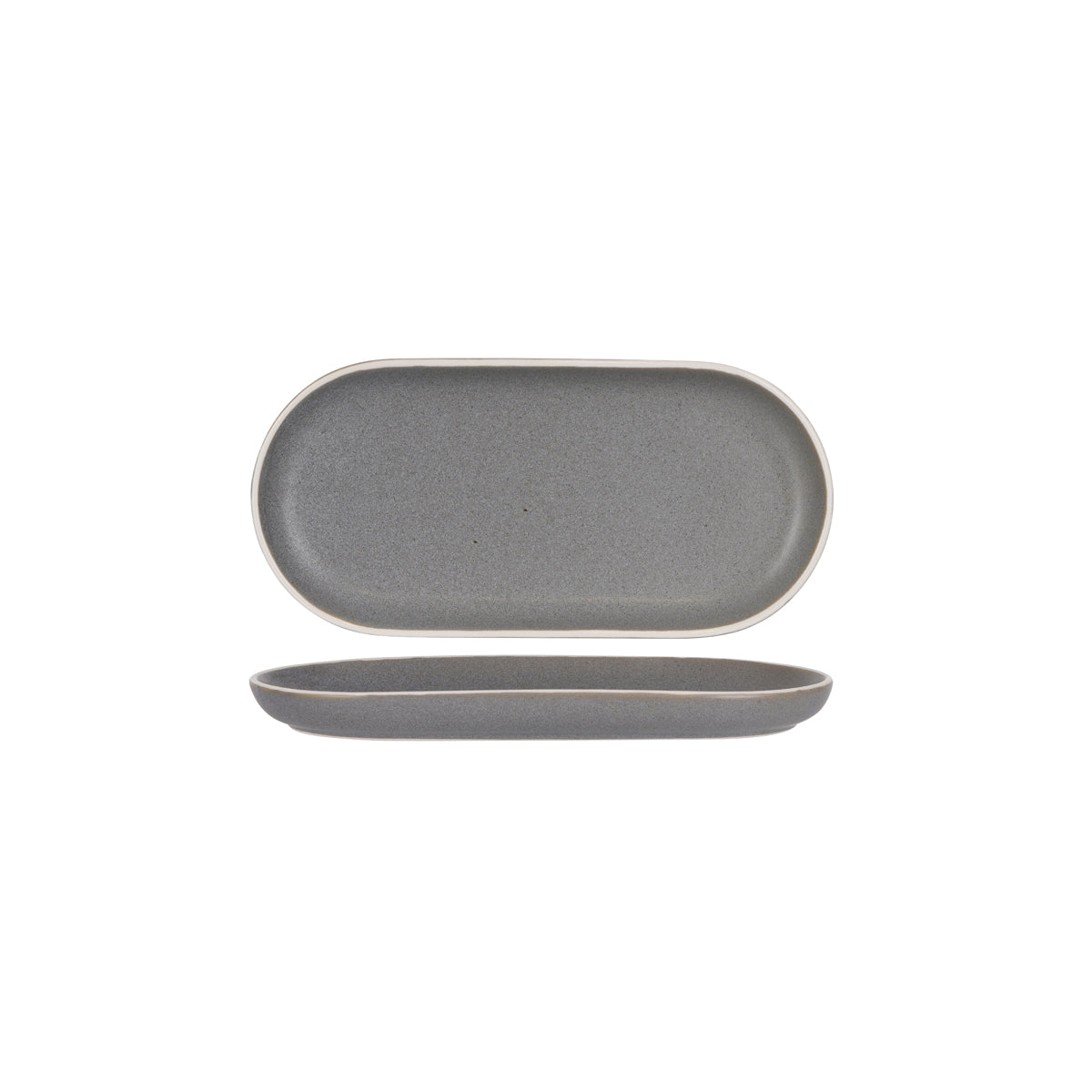 908022 Tablekraft Urban Grey Oval Plate 295x140mm Tomkin Australia Hospitality Supplies