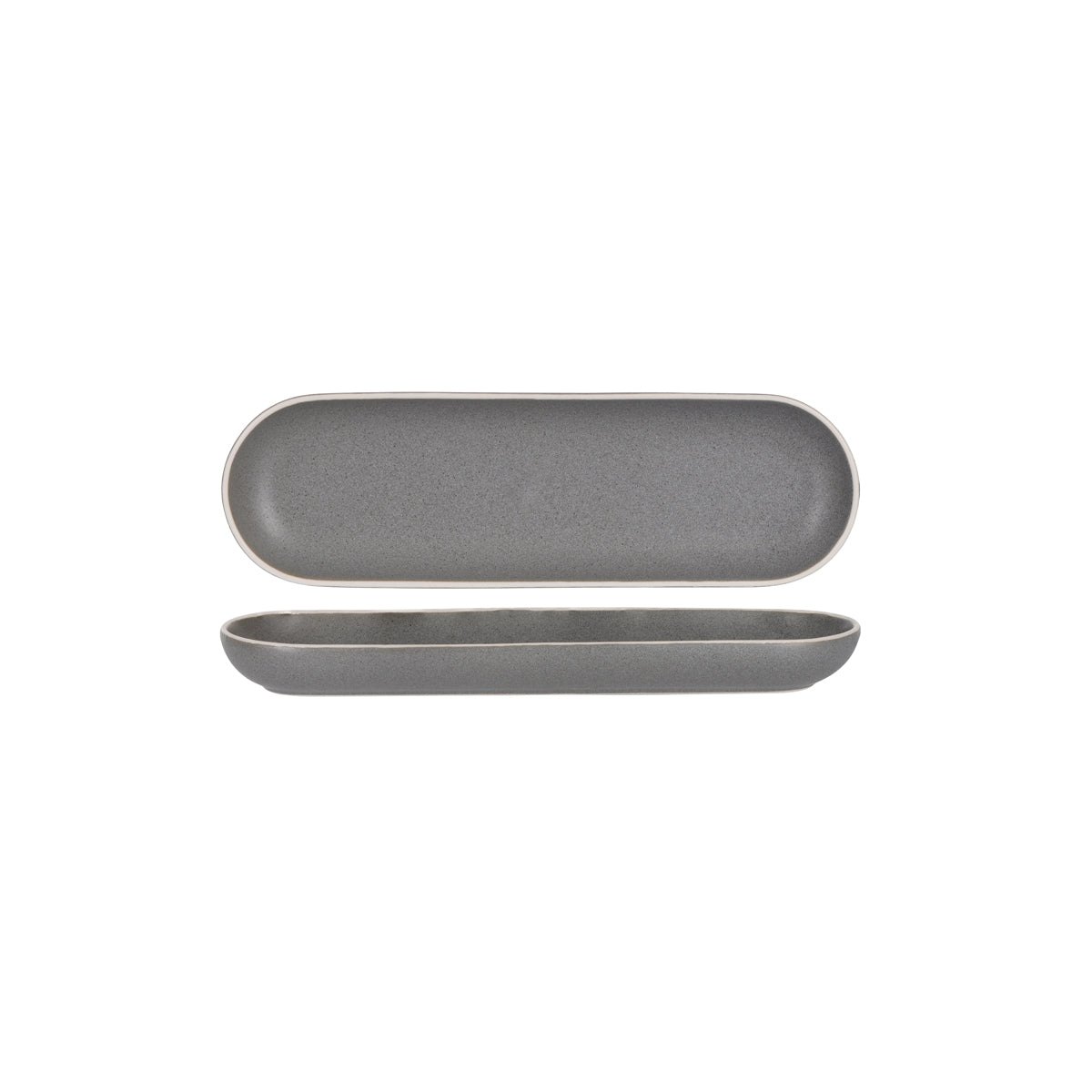 908024 Tablekraft Urban Grey Oval Plate 330x100mm Tomkin Australia Hospitality Supplies