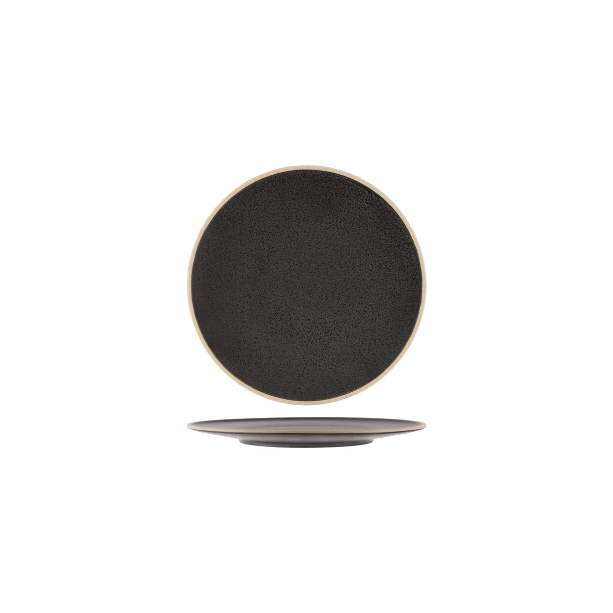 908708 Tablekraft Soho Speckle Black Round Plate 210mm Tomkin Australia Hospitality Supplies