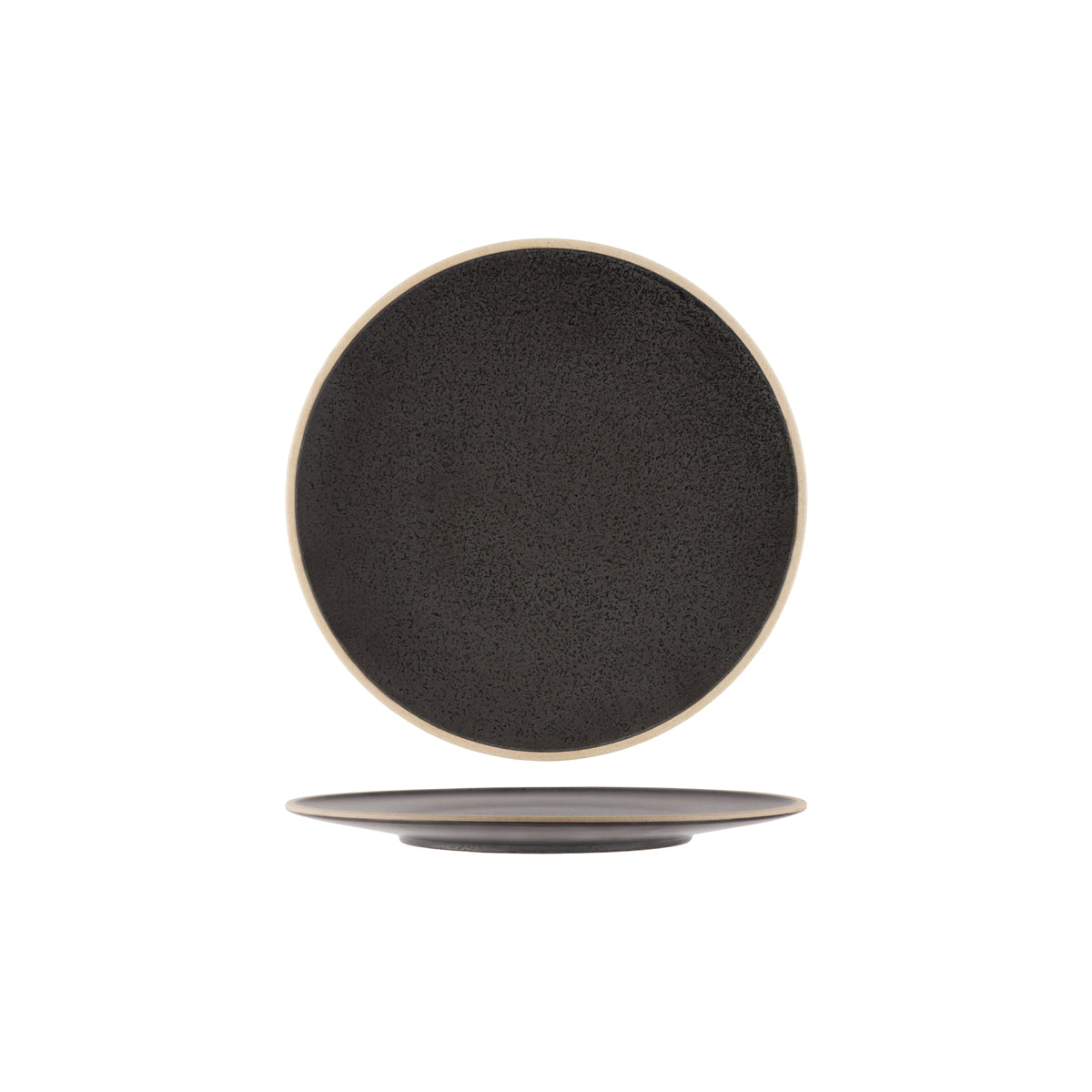 908710 Tablekraft Soho Speckle Black Round Plate 257mm Tomkin Australia Hospitality Supplies