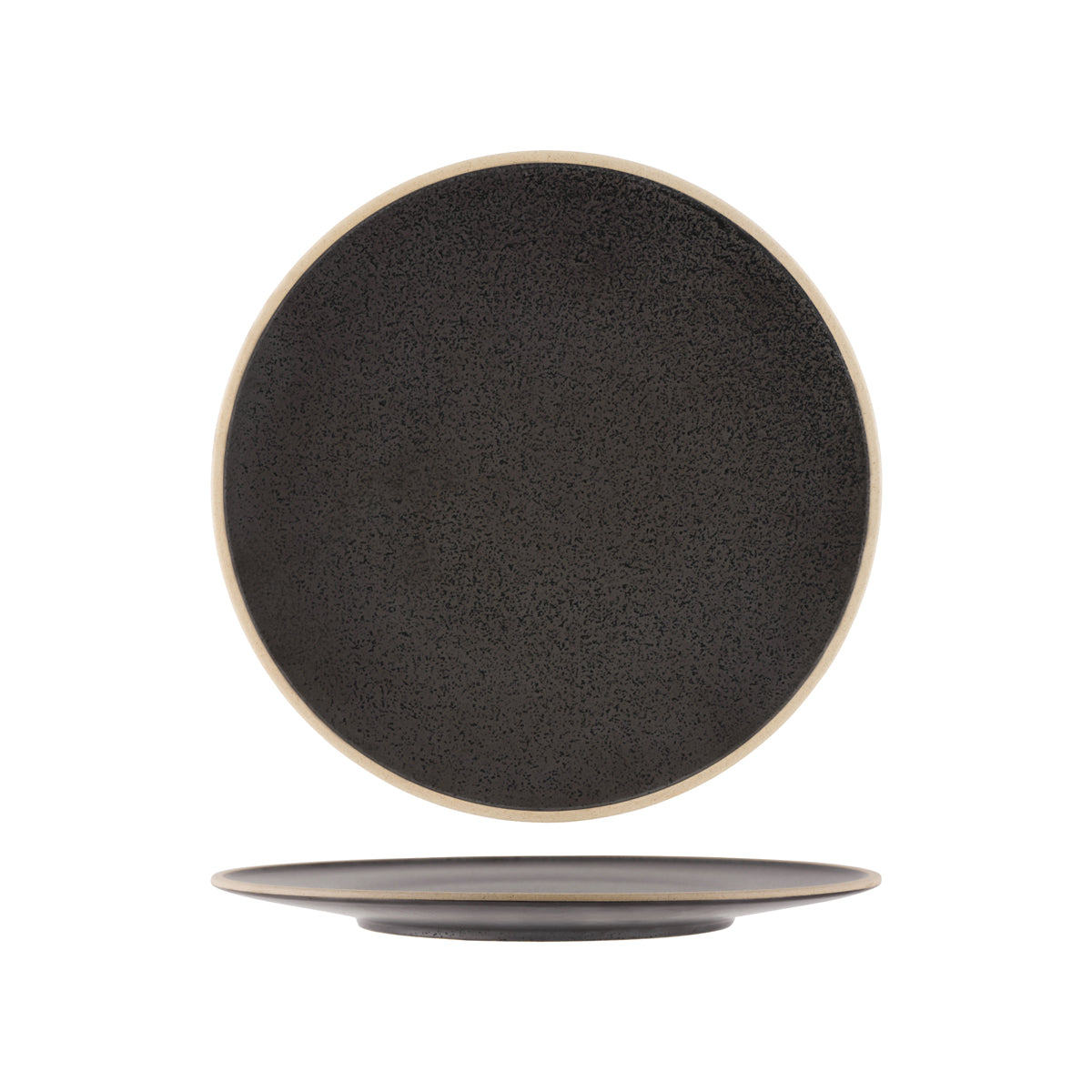 908711 Tablekraft Soho Speckle Black Round Plate 290mm Tomkin Australia Hospitality Supplies