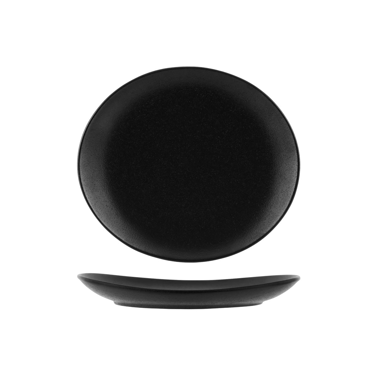 909540 Tablekraft Black Oval Coupe Plate 300mm Tomkin Australia Hospitality Supplies