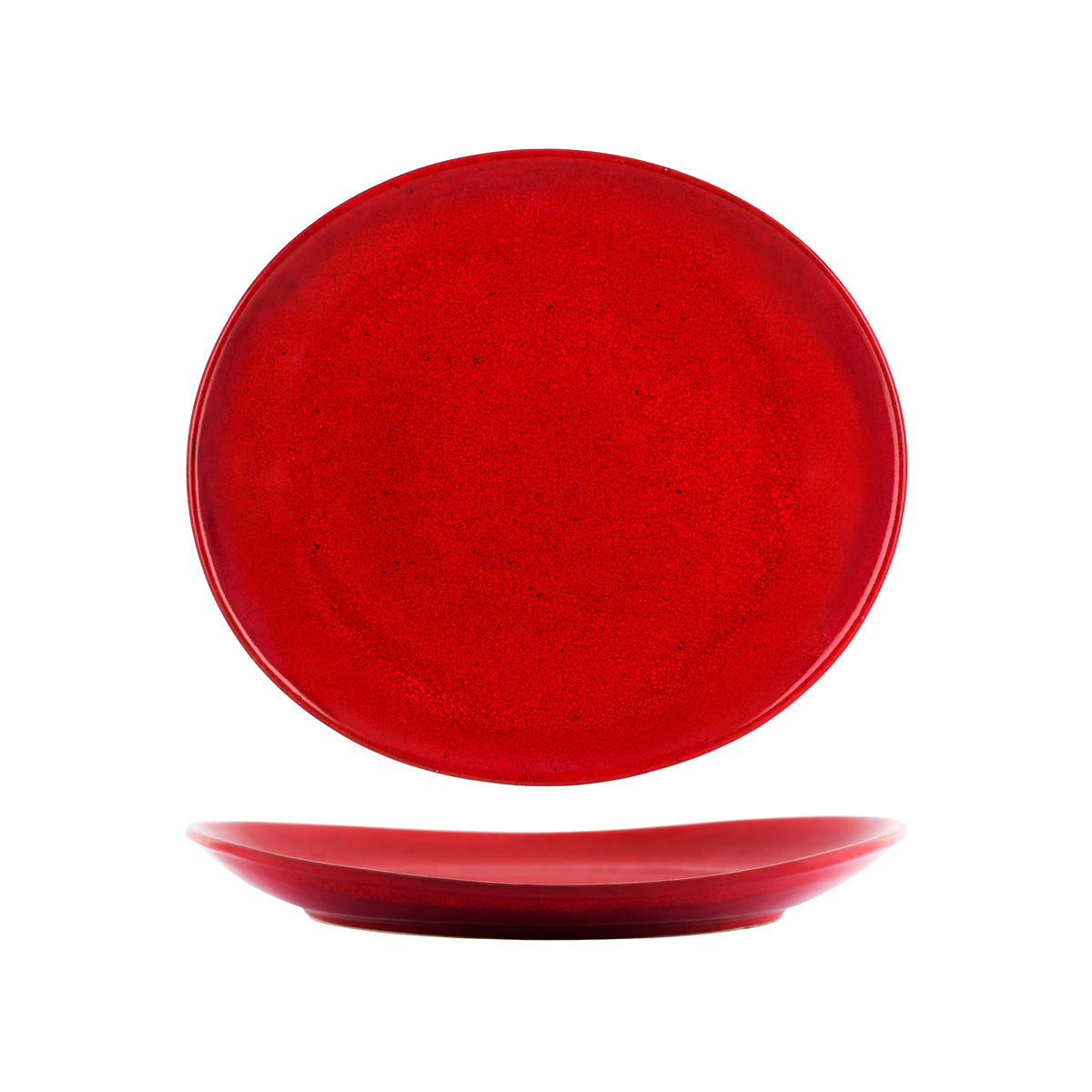 98221 Tablekraft Artistica Reactive Red Oval Plate 297mm Tomkin Australia Hospitality Supplies